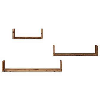 Wandschappen 3 st bewerkt hout oud houtkleurig 4