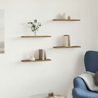 Wandschappen 4 st 40x20x1,5 cm bewerkt hout artisanaal eiken 3