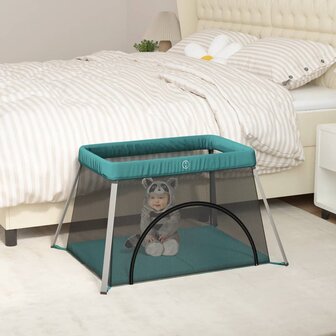 Babybox met matras linnen groen 1