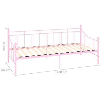 Slaapbankframe metaal roze 90x200 cm 8