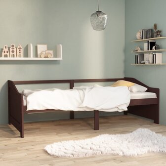 Bedbank 3-zits massief grenenhout donkerbruin 90x200 cm 1