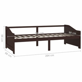 Bedbank 3-zits massief grenenhout donkerbruin 90x200 cm 8