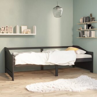Bedbank 3-zits massief grenenhout donkergrijs 90x200 cm 1