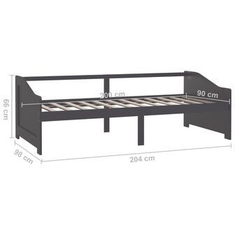 Bedbank 3-zits massief grenenhout donkergrijs 90x200 cm 8