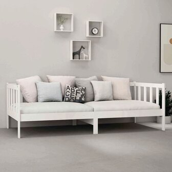Bedbank massief grenenhout wit 90x200 cm 3