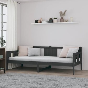 Slaapbank massief grenenhout grijs 80x200 cm 1