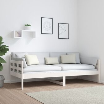 Slaapbank massief grenenhout wit 90x190 cm 4