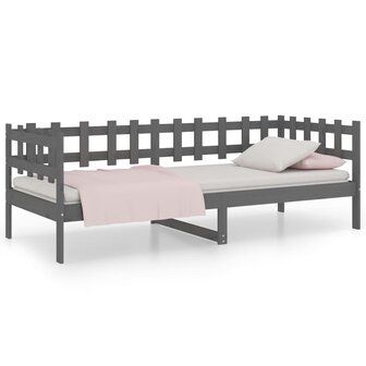 Slaapbank 90x200 cm massief grenenhout grijs 2