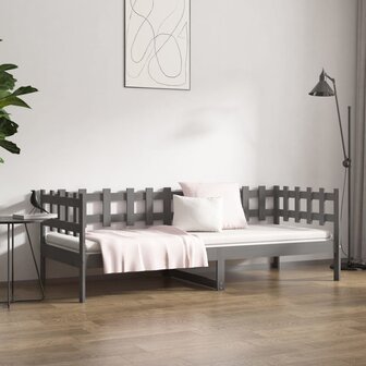 Slaapbank 90x200 cm massief grenenhout grijs 4