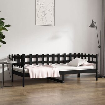Slaapbank 90x200 cm massief grenenhout zwart 1