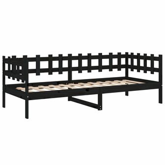 Slaapbank 90x200 cm massief grenenhout zwart 7