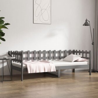 Slaapbank 90x190 cm massief grenenhout grijs 1