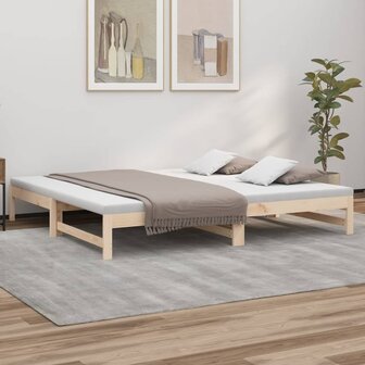 Slaapbank uitschuifbaar massief grenenhout 2x(100x200) cm 1
