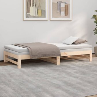 Slaapbank uitschuifbaar massief grenenhout 2x(100x200) cm 4