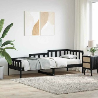 Slaapbank 80x200 cm massief grenenhout zwart 1