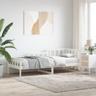 Slaapbank zonder matras 90x200 cm massief grenenhout wit 1