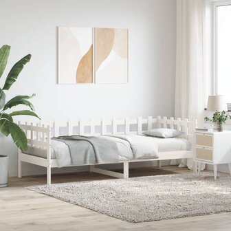Slaapbank zonder matras 90x200 cm massief grenenhout wit 1