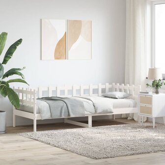 Slaapbank zonder matras 90x190 cm massief grenenhout wit 1