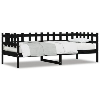 Slaapbank 90x190 cm massief grenenhout zwart 2