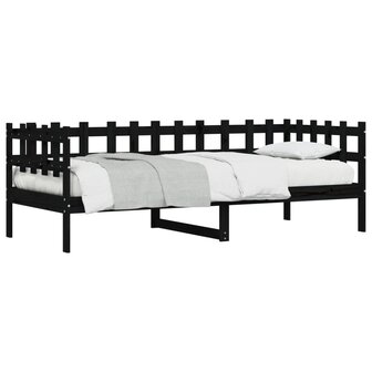 Slaapbank 90x190 cm massief grenenhout zwart 3