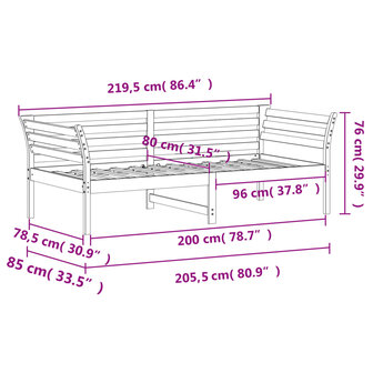Slaapbank zonder matras 80x200 cm massief grenenhout 9