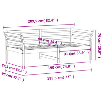 Slaapbank zonder matras 90x190 cm massief grenenhout 9