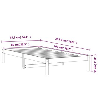 Slaapbank zonder matras 80x200 cm massief grenenhout wasbruin 9