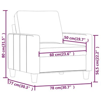 Fauteuil 60 cm kunstleer grijs 8