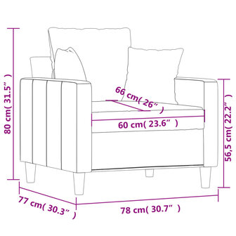Fauteuil 60 cm fluweel lichtgrijs 8