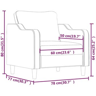 Fauteuil 60 cm stof cr&egrave;mekleurig 8