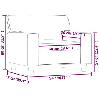 Fauteuil 60 cm kunstleer grijs 8