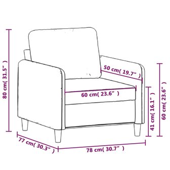 Fauteuil 60 cm fluweel zwart 8