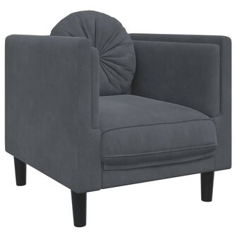 Fauteuil met kussens fluweel donkergrijs 2
