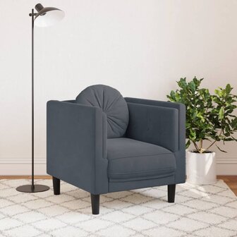 Fauteuil met kussens fluweel donkergrijs 3