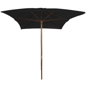 Parasol met houten paal 200x300 cm zwart 2