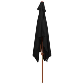 Parasol met houten paal 200x300 cm zwart 4