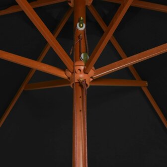 Parasol met houten paal 200x300 cm zwart 5