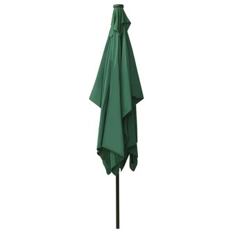 Parasol met LED&amp;apos;s en stalen paal 2x3 m groen 6