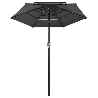 Parasol 3-laags met aluminium paal 2 m antracietkleurig 2