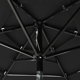 Parasol 3-laags met aluminium paal 2 m zwart 5