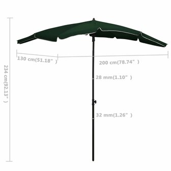 Parasol met paal 200x130 cm groen 6