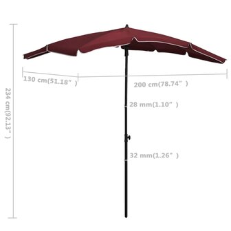 Parasol met paal 200x130 cm bordeauxrood 6