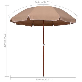 Parasol met stalen paal 240 cm taupe 5