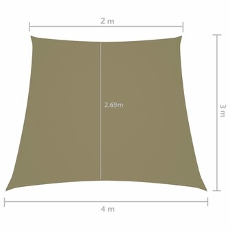 Zonnezeil trapezium 2/4x3 m oxford stof beige 6