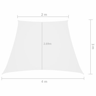Zonnezeil trapezium 2/4x3 m oxford stof wit 6
