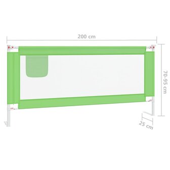 Bedhekje peuter 200x25 cm stof groen 8