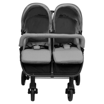 Tweeling buggy staal lichtgrijs en zwart 2