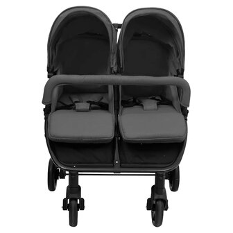 Tweeling buggy staal donkergrijs en zwart 2
