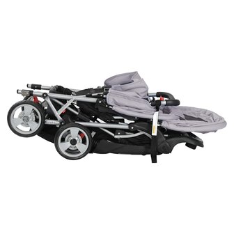 Kinderwagen dubbel staal grijs en zwart  6