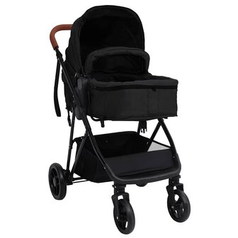 Kinderwagen 3-in-1 staal antracietkleurig en zwart 3